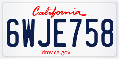 CA license plate 6WJE758