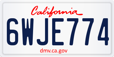 CA license plate 6WJE774