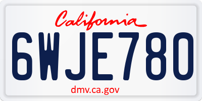 CA license plate 6WJE780