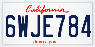CA license plate 6WJE784