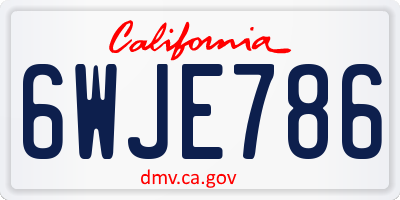CA license plate 6WJE786