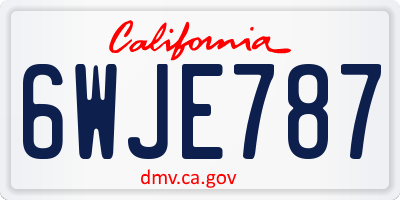 CA license plate 6WJE787