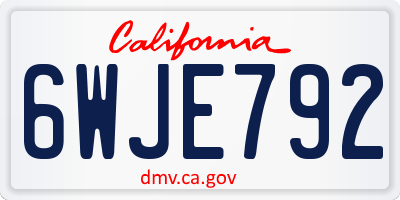 CA license plate 6WJE792