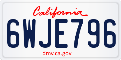 CA license plate 6WJE796