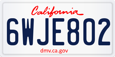 CA license plate 6WJE802