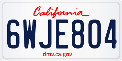 CA license plate 6WJE804