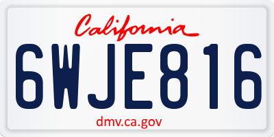 CA license plate 6WJE816