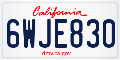 CA license plate 6WJE830