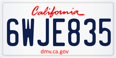 CA license plate 6WJE835