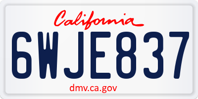 CA license plate 6WJE837