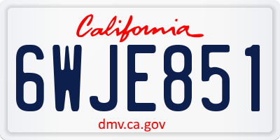 CA license plate 6WJE851