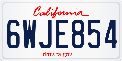 CA license plate 6WJE854