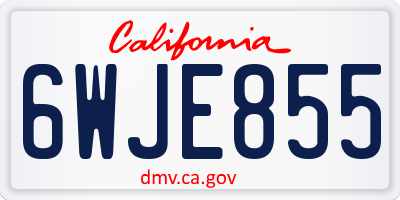 CA license plate 6WJE855