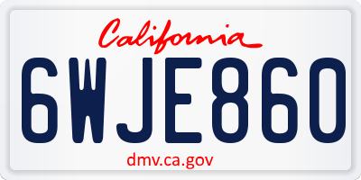 CA license plate 6WJE860