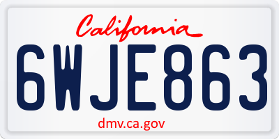 CA license plate 6WJE863