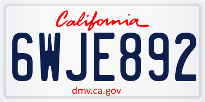 CA license plate 6WJE892