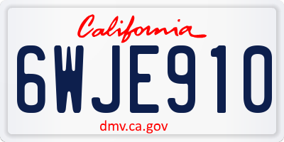 CA license plate 6WJE910