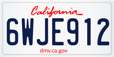 CA license plate 6WJE912