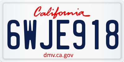 CA license plate 6WJE918