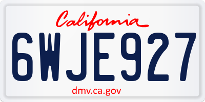CA license plate 6WJE927
