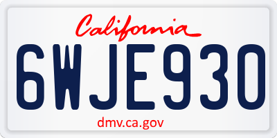 CA license plate 6WJE930