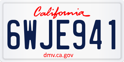 CA license plate 6WJE941