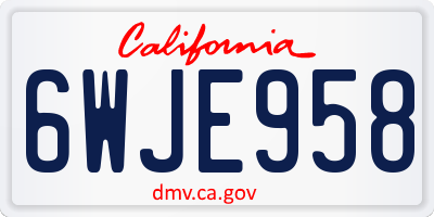 CA license plate 6WJE958