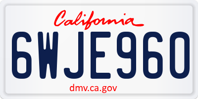 CA license plate 6WJE960