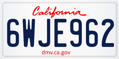 CA license plate 6WJE962