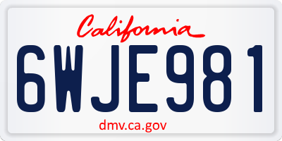 CA license plate 6WJE981