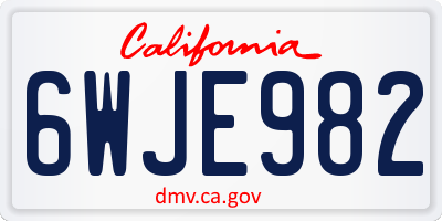 CA license plate 6WJE982