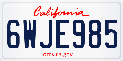 CA license plate 6WJE985
