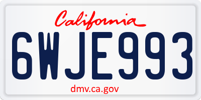 CA license plate 6WJE993