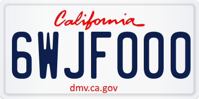 CA license plate 6WJF000