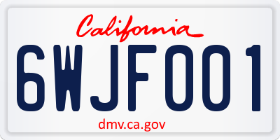 CA license plate 6WJF001
