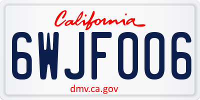 CA license plate 6WJF006
