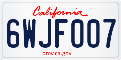 CA license plate 6WJF007