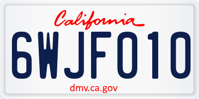 CA license plate 6WJF010