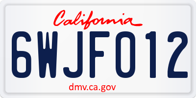 CA license plate 6WJF012