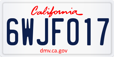 CA license plate 6WJF017