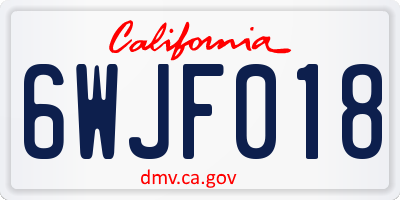 CA license plate 6WJF018