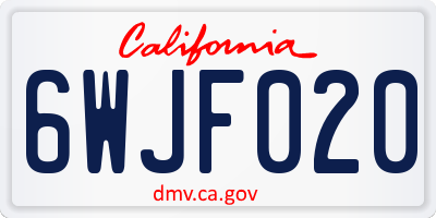 CA license plate 6WJF020