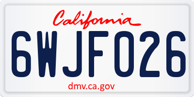 CA license plate 6WJF026
