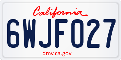 CA license plate 6WJF027
