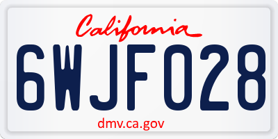 CA license plate 6WJF028