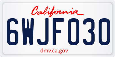 CA license plate 6WJF030