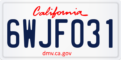 CA license plate 6WJF031