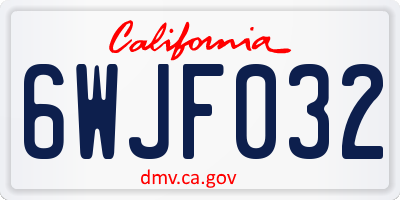 CA license plate 6WJF032