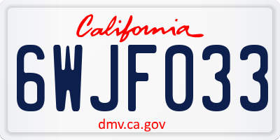 CA license plate 6WJF033