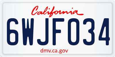 CA license plate 6WJF034